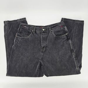 Vintage FUBU The Collection Baggy Wide Leg Black Denim Jeans 40x34 Y2K Rap